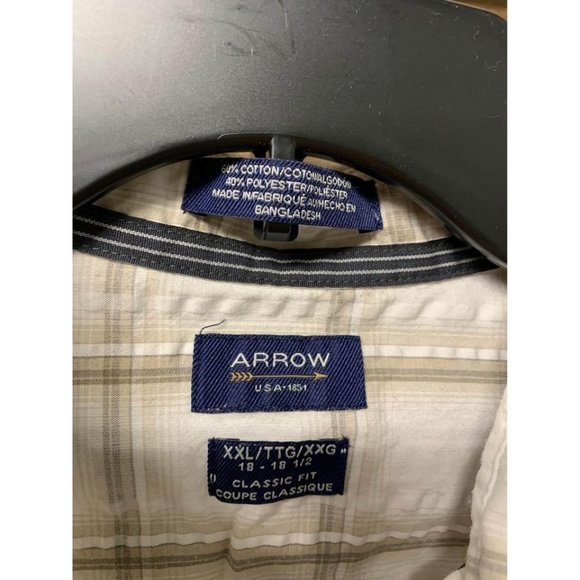 Arrow Mens Short Sleeve Button up Dress Shirt Size XXL 18 - 18 1/2 - Picture 4 of 4